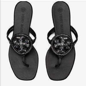 Tory Burch Jeweled Miller Nappa Leather Sandals